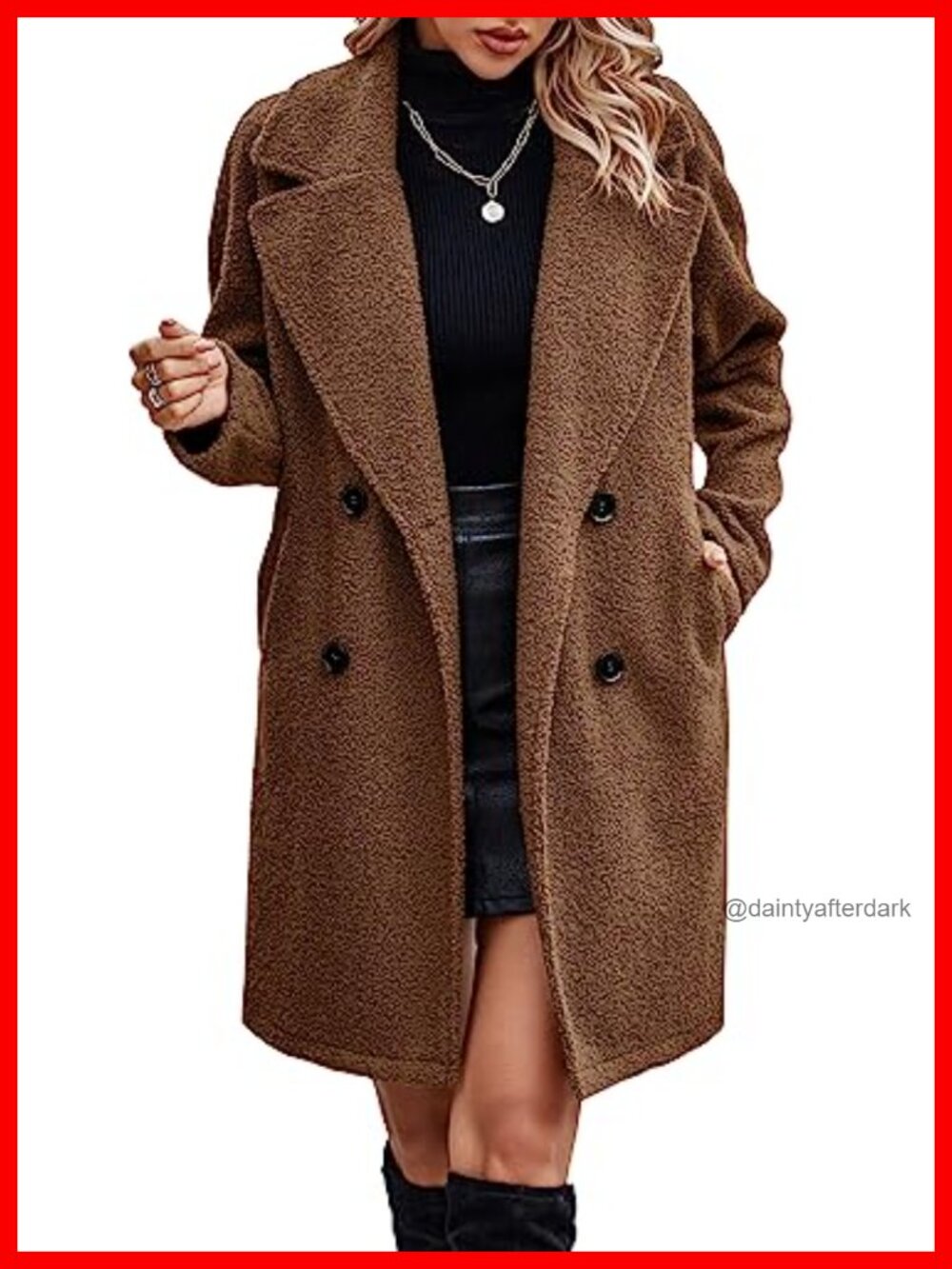 Long Sherpa Coat Fuzzy Faux Fur Trench Jacket Winter Fleece Button Cardigan